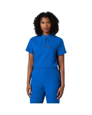 Jaanuu Savi 1-Pocket Classic Banded Collar Scrub Top - Blue