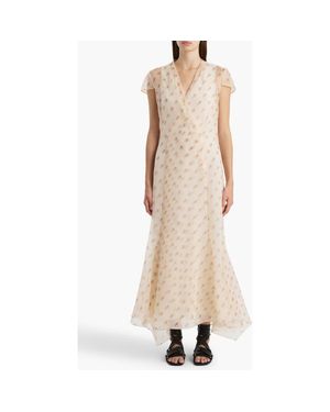 KHAITE Meera Floral Silk Organza Dress - Natural