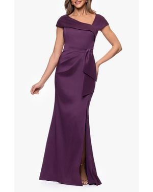 Xscape Evenings Asymmetric Neck Stretch Mikado Gown - Purple