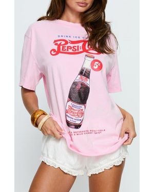 Princess Polly Pepsi Cola Oversize Cotton Graphic T-Shirt - Pink