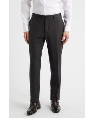 Canali Siena Regular Fit Super 130S Wool Solid Dress Pants - Black