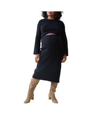Ingrid & Isabel Bell Sleeve Crop Sweater & High-Waist Maternity Skirt Set - Black