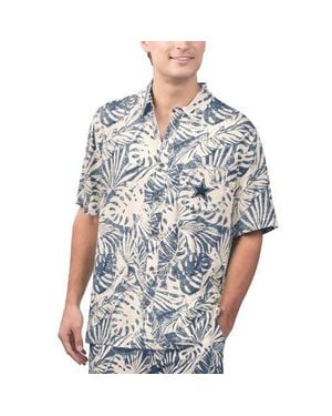Margaritaville Dallas Cowboys Sand Washed Monstera Full-Button Party Shirt - Blue