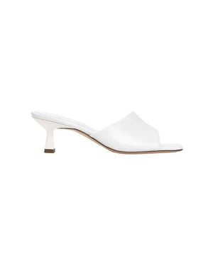 Sandro Smooth Leather Heeled Mules - White