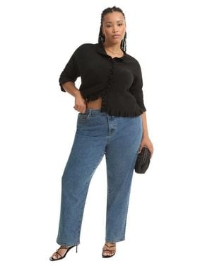 June + Vie Curvie-Fit High-Rise Straight-Leg Stretch Jeans - Black