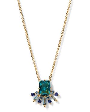 Nadri Stellar Half Halo Pendant Necklace - Blue