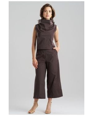 Natori Techno Poplin Crop Funnel Top - Brown