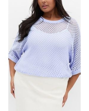 City Chic Open Stitch Sweater - Blue