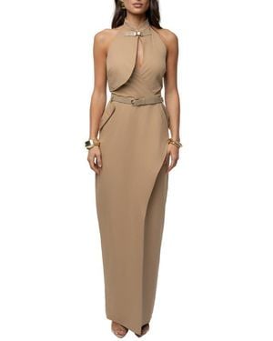 JLUXLABEL Aria Keyhole Halter Dress - Natural