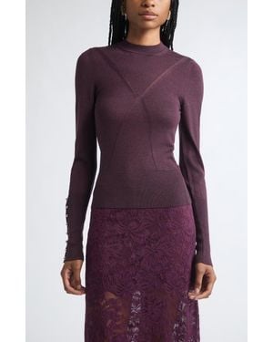 Rabanne Wool & Silk Crewneck Sweater - Purple