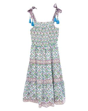 Alicia Bell Odette Smocked Cotton & Silk Cover-Up Maxi Dress - Blue