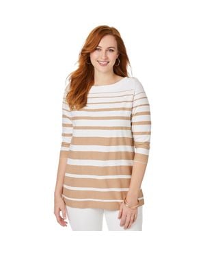 Jessica London Stretch Cotton Boatneck Tunic - Brown