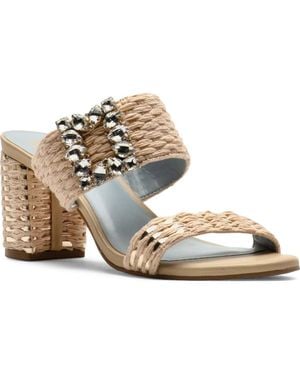 Frances Valentine Betty Raffia Block Heel Sandal - Metallic