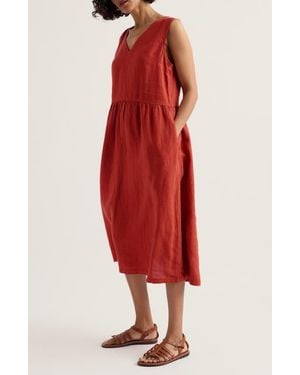 Seasalt Cornwall Lowland Heather Linen Midi Dress - Red