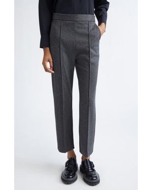 MM by Max Mara Orlanda Herringbone Tweed Pintuck Pleat Pants - Gray