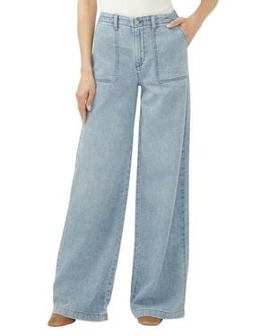 Silver Jeans Co. Lightweight Wide Leg Knit Denim Pants - Blue
