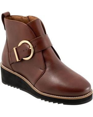 Trotters Wendi Platform Wedge Bootie - Brown