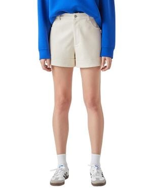 Grey Lab High Waist Faux Leather Shorts - Blue