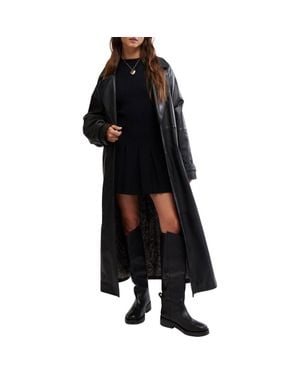 Free People Rock It Leather Trench Coat - Black