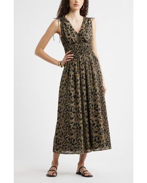 Nordstrom Print Smocked Waist Sleeveless Maxi Dress - Natural
