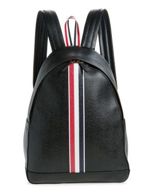 Thom Browne Rwb Stripe Pebbled Leather Backpack - Black