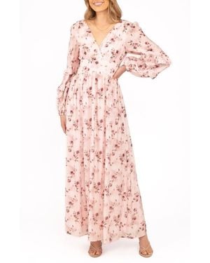 Petal & Pup Vayla Floral Print Long Sleeve Maxi Dress - Pink