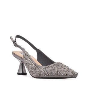 Lady Couture Geometric Rhinestone Design Slingback Pump - Gray
