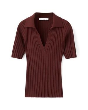 Mango V-Neck Rib Sweater - Red