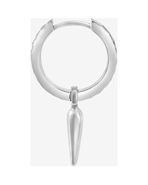 Dower & Hall Single Hammered Raindrop Charm Story Hoop - White