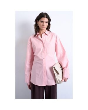 TOPSHOP Darted Cuff Oversize Button-Up Shirt - Pink