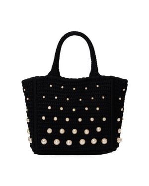 Sandro Beaded Crochet Bag - Black