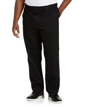 Essentials Big & Tall Flat-Front Twill Pants - Black