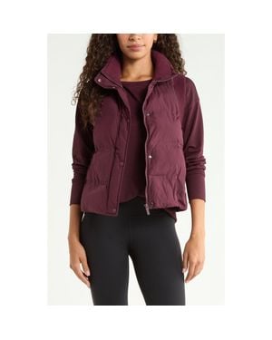 Zella Rib Trim Puffer Vest - Red