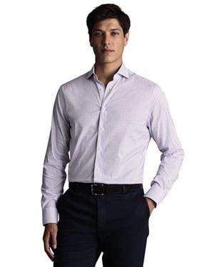 Charles Tyrwhitt Non-Iron Performance Check Slim Fit Shirt - Purple