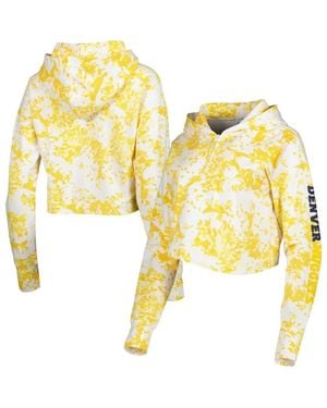Lusso Denver Nuggets Maia Tri-Blend Cropped Quarter-Zip Top - Yellow