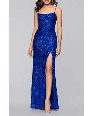Blondie Nites Sequin Rose Gown - Blue