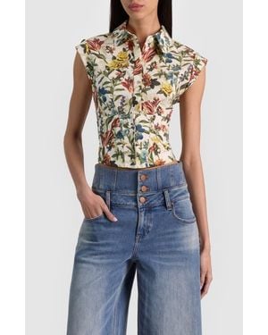 Alice + Olivia Kim Paneled Corset Top - Blue