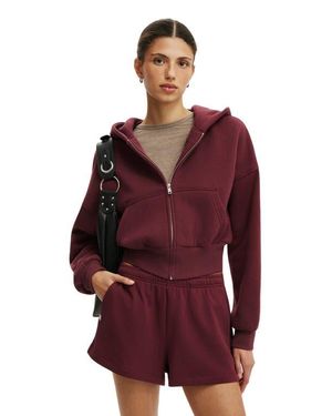 Cotton On Oversized Zip Through Hoodie - Red