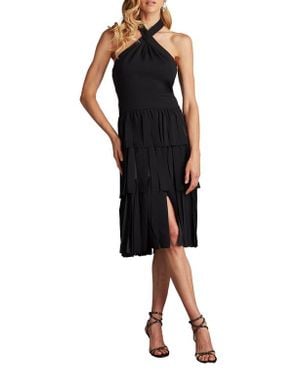 Tadashi Shoji Halter Tiered Cocktail Dress - Black