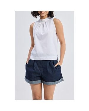 REISTOR High-Neck Top With Gathers - Blue