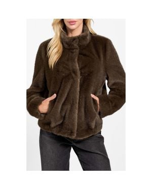 Guess Luna Faux Fur Jacket - Brown