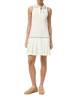 Burberry Martini Pleated Drop Waist Cotton Pique Tennis Dress - White
