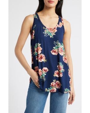 Loveappella Floral Knit Swing Tank - Blue
