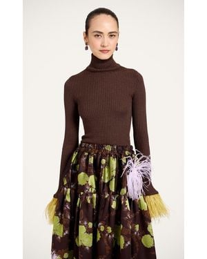 La DoubleJ High Kick Top With Feathers - Multicolor
