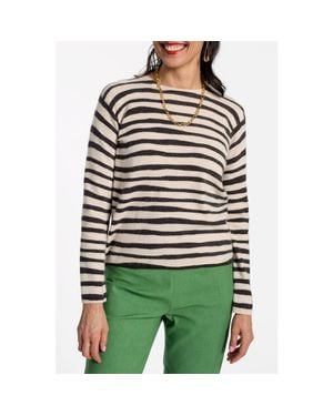 Frances Valentine Honey Crewneck Painterly Stripe - Green