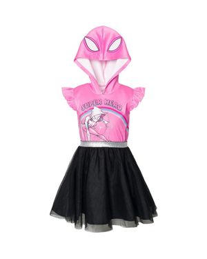 Marvel Spider-Verse Hooded Dress - Pink