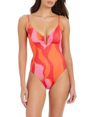 Sanctuary Mio Abstract Print One-Piece Swimsuit - Red