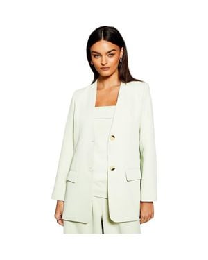 Warehouse Runway Collarless Boxy Blazer - White