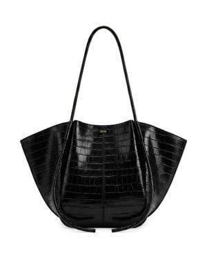 JW PEI Nala Croc Embossed Faux Leather Wide Tote - Black