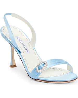 Manolo Blahnik Zutosan Buckle Slingback Sandal - Blue